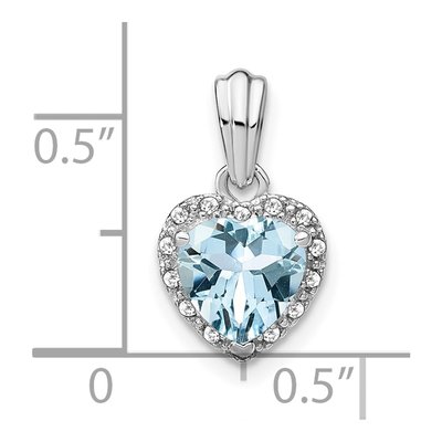 Sterling Silver 1/15 ct tw Aquamarine & Diamond Heart Pendant – view 4