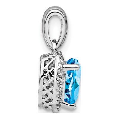 Sterling Silver 1/15 ct tw Swiss Blue Topaz & Diamond Heart Pendant – view 3