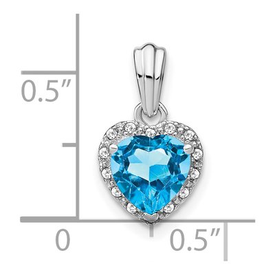 Sterling Silver 1/15 ct tw Swiss Blue Topaz & Diamond Heart Pendant – view 4