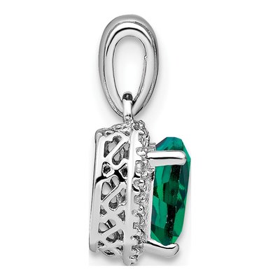 Sterling Silver 1/15 ct tw Lab-Created Emerald & Diamond Heart Pendant – view 3
