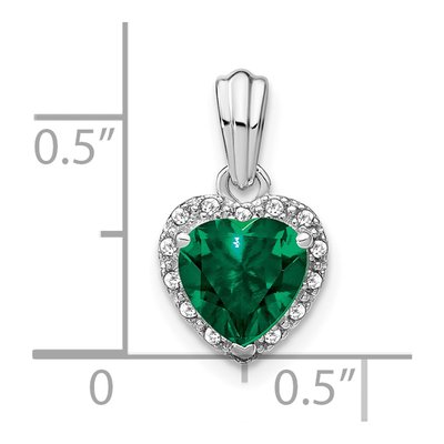 Sterling Silver 1/15 ct tw Lab-Created Emerald & Diamond Heart Pendant – view 4