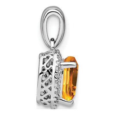 Sterling Silver 1/15 ct tw Citrine & Diamond Heart Pendant – view 3