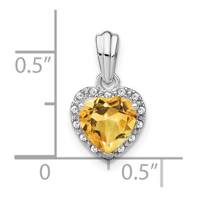 Sterling Silver 1/15 ct tw Citrine & Diamond Heart Pendant – view 4