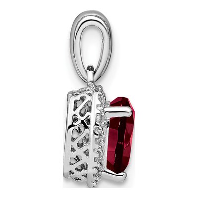 Sterling Silver 1/15 ct tw Lab-Created Ruby & Diamond Heart Pendant – view 3