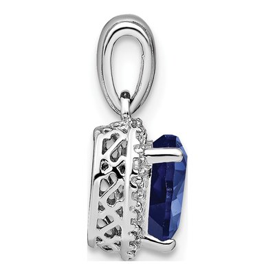 Sterling Silver 1/15 ct tw Lab-Created Sapphire & Diamond Heart Pendant – view 2