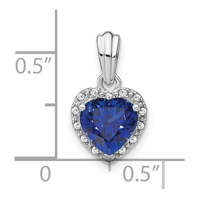 Sterling Silver 1/15 ct tw Lab-Created Sapphire & Diamond Heart Pendant – view 3