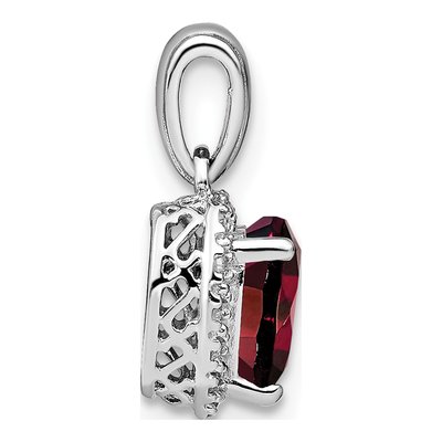 Sterling Silver 1/15 ct tw Garnet & Diamond Heart Pendant – view 3