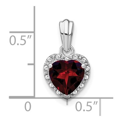 Sterling Silver 1/15 ct tw Garnet & Diamond Heart Pendant – view 4
