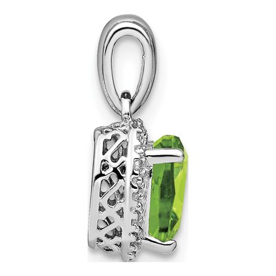 Sterling Silver 1/15 ct tw Peridot & Diamond Heart Pendant – view 3
