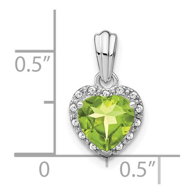 Sterling Silver 1/15 ct tw Peridot & Diamond Heart Pendant – view 4