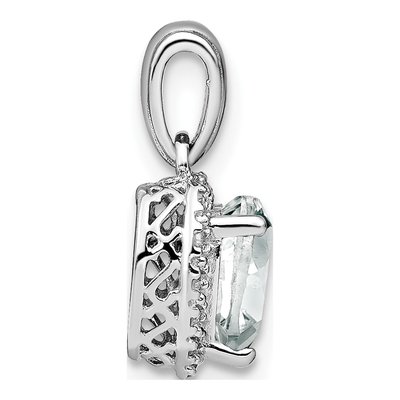 Sterling Silver 1/15 ct tw White Topaz & Diamond Heart Pendant – view 2