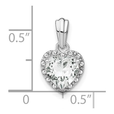 Sterling Silver 1/15 ct tw White Topaz & Diamond Heart Pendant – view 3