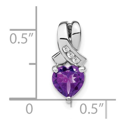 Sterling Silver Amethyst & Diamond Heart Pendant – view 3
