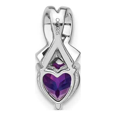 Sterling Silver Amethyst & Diamond Heart Pendant – view 4