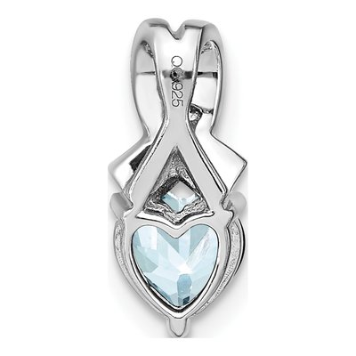 Sterling Silver Aquamarine & Diamond Heart Pendant – view 3