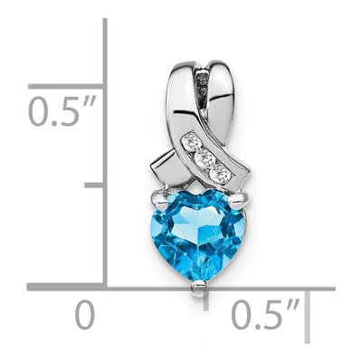Sterling Silver Swiss Blue Topaz & Diamond Heart Pendant – view 2