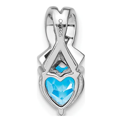 Sterling Silver Swiss Blue Topaz & Diamond Heart Pendant – view 3