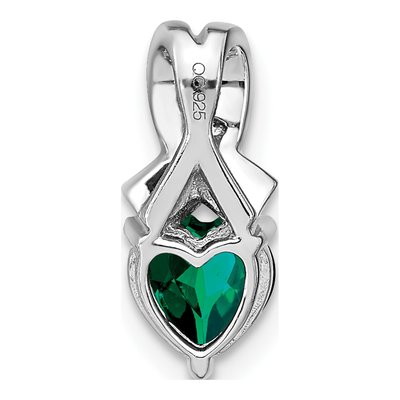 Sterling Silver Lab-Created Emerald & Diamond Heart Pendant – view 4