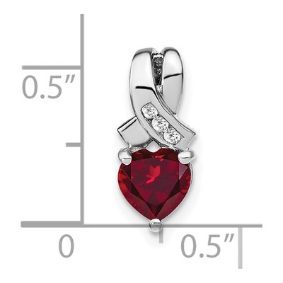 Sterling Silver Lab-Created Ruby & Diamond Heart Pendant – view 3