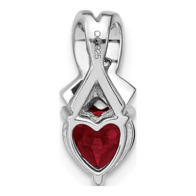 Sterling Silver Lab-Created Ruby & Diamond Heart Pendant – view 4