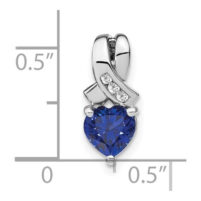 Sterling Silver Lab-Created Sapphire & Diamond Heart Pendant – view 3