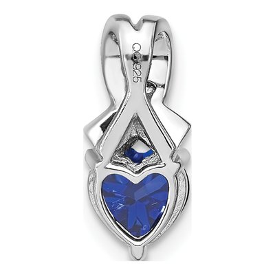 Sterling Silver Lab-Created Sapphire & Diamond Heart Pendant – view 4