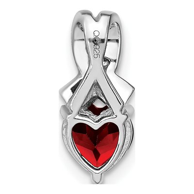 Sterling Silver Garnet & Diamond Heart Pendant – view 4