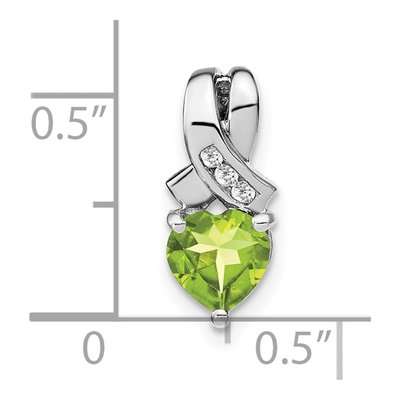 Sterling Silver Peridot & Diamond Heart Pendant – view 3