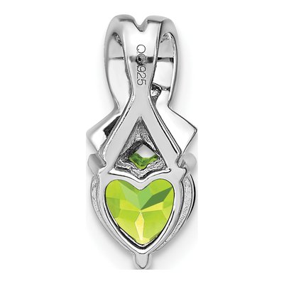 Sterling Silver Peridot & Diamond Heart Pendant – view 4