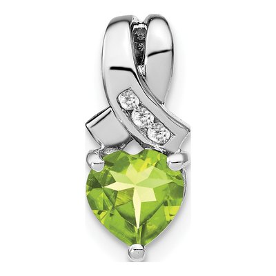 Sterling Silver Peridot & Diamond Heart Pendant