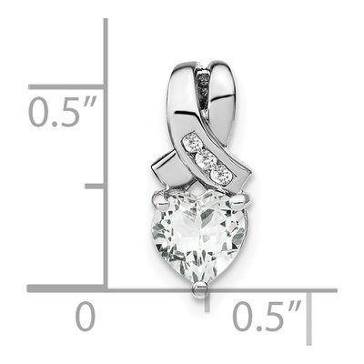 Sterling Silver White Topaz & Diamond Heart Pendant – view 3
