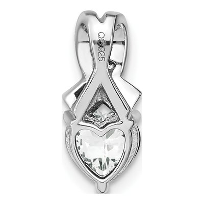 Sterling Silver White Topaz & Diamond Heart Pendant – view 4