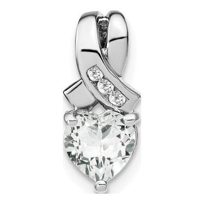 Sterling Silver White Topaz & Diamond Heart Pendant
