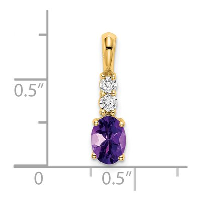 14K Yellow Gold 1/8 ct tw Amethyst & Diamond February Pendant – view 2