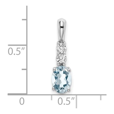 14K White Gold 1/8 ct tw Aquamarine & Diamond Oval March Pendant – view 2