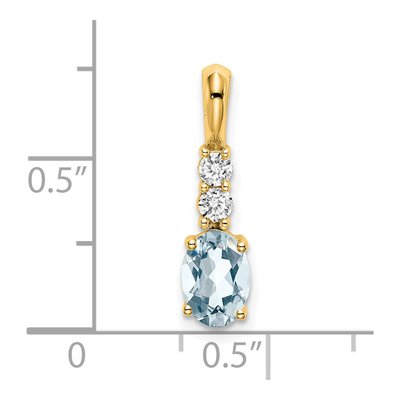 14K Yellow Gold 1/8 ct tw Aquamarine & Diamond Birthstone Pendant – view 2