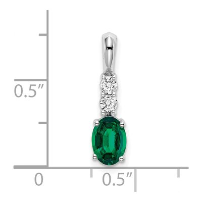 14K White Gold 1/8 ct tw Lab-Created Emerald & Diamond Oval May Pendant – view 2