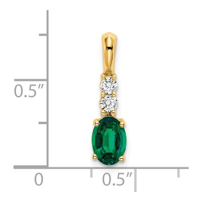 14K Yellow Gold 1/8 ct tw Lab-Created Emerald & Diamond May Pendant – view 2