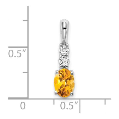 14K White Gold 1/8 ct tw Citrine & Diamond Oval November Pendant – view 2