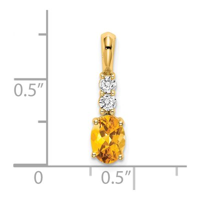 14K Yellow Gold 1/8 ct tw Citrine & Diamond November Pendant – view 2