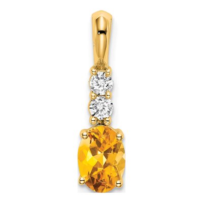 14K Yellow Gold 1/8 ct tw Citrine & Diamond November Pendant