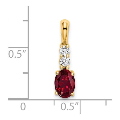 14K Yellow Gold 1/8 ct tw Lab-Created Ruby & Diamond July Pendant – view 2
