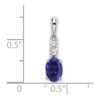 14K White Gold 1/8 ct tw Lab-Created Sapphire & Diamond Oval September Pendant – view 2
