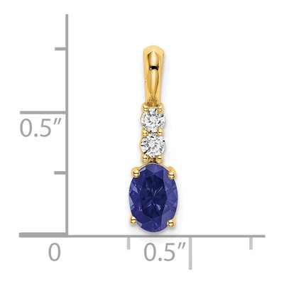 14K Yellow Gold 1/8 ct tw Lab-Created Sapphire & Diamond Oval September Pendant – view 2