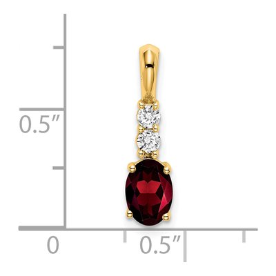 14K Yellow Gold 1/8 ct tw Garnet & Diamond Birthstone Pendant – view 2