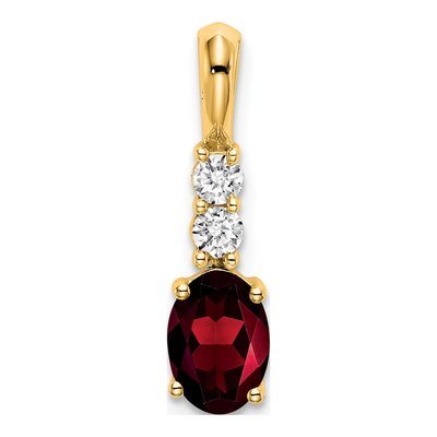 14K Yellow Gold 1/8 ct tw Garnet & Diamond Birthstone Pendant