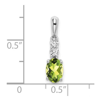 14K White Gold 1/8 ct tw Peridot & Diamond Oval Pendant – view 2