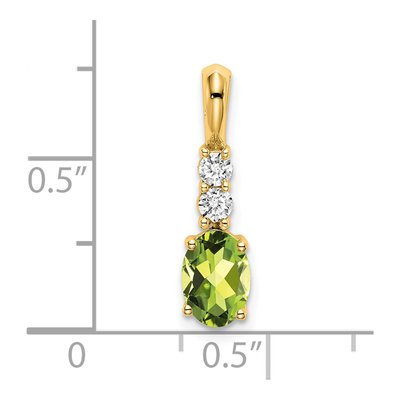 14K Yellow Gold 1/8 ct tw Peridot & Diamond August Pendant – view 2