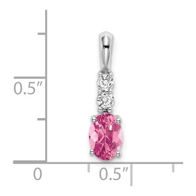 14K White Gold 1/8 ct tw Pink Tourmaline & Diamond Pendant – view 2