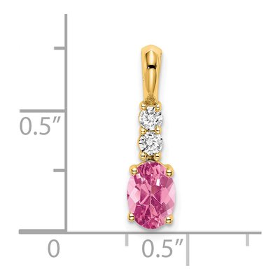 14K Yellow Gold 1/8 ct tw Pink Tourmaline & Diamond Pendant – view 2